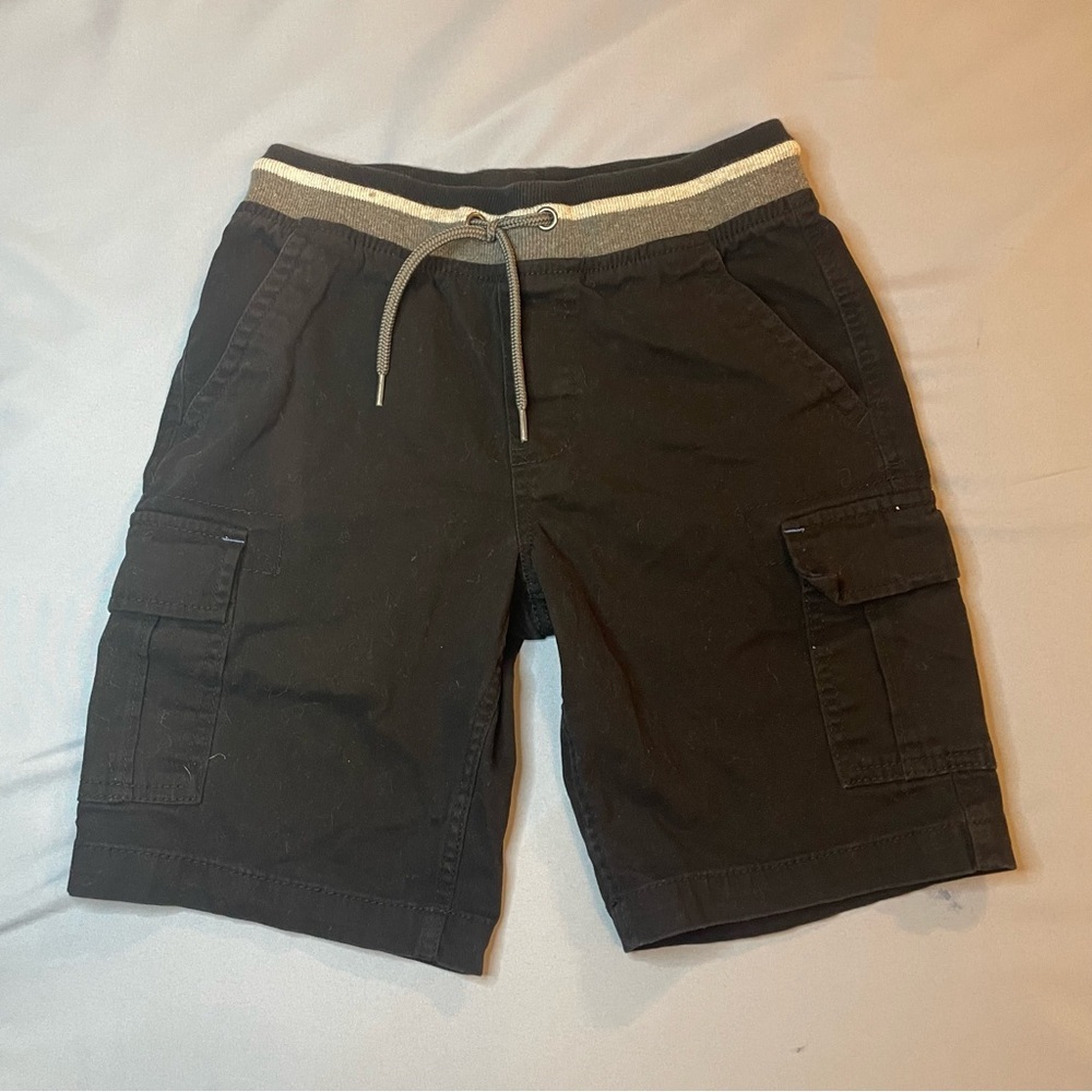Wonder Nation Black Cargo Shorts with Elastic Waistband Size L 10/12